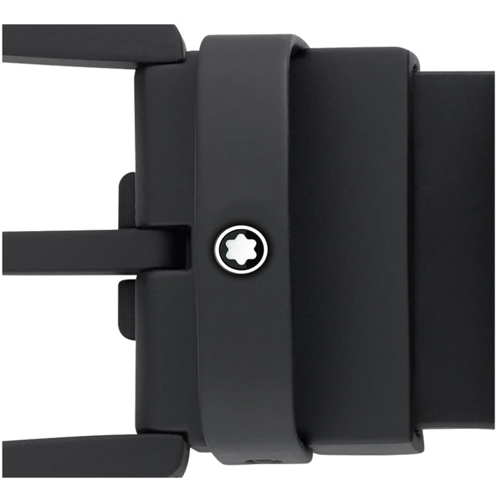 35 mm black iron loop belt in black leather