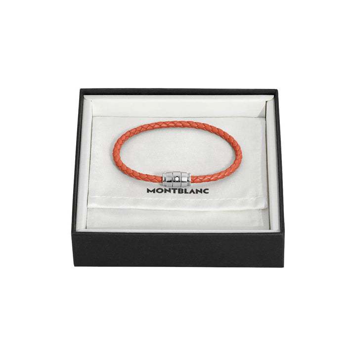 Bracelet Montblanc Meisterstück en acier 3 anneaux en cuir cayenne