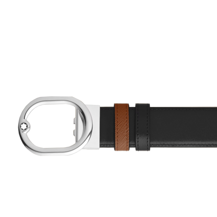 Ceinture Montblanc réversible à boucle L’Ovale de 35 mm en cuir fauve/noir