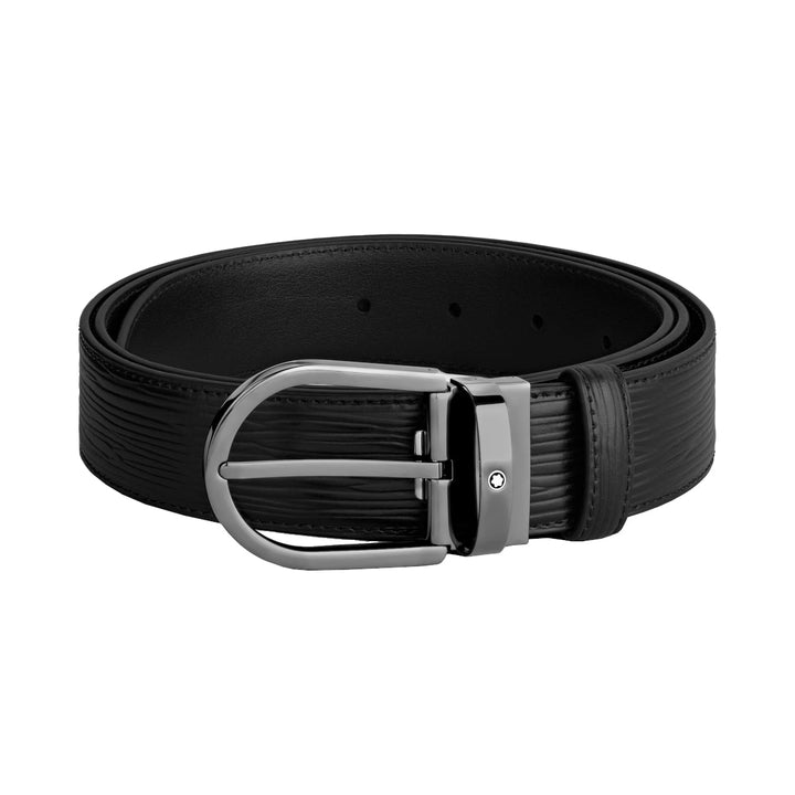 Ceinture à boucle fer à cheval de 35 mm en cuir noir