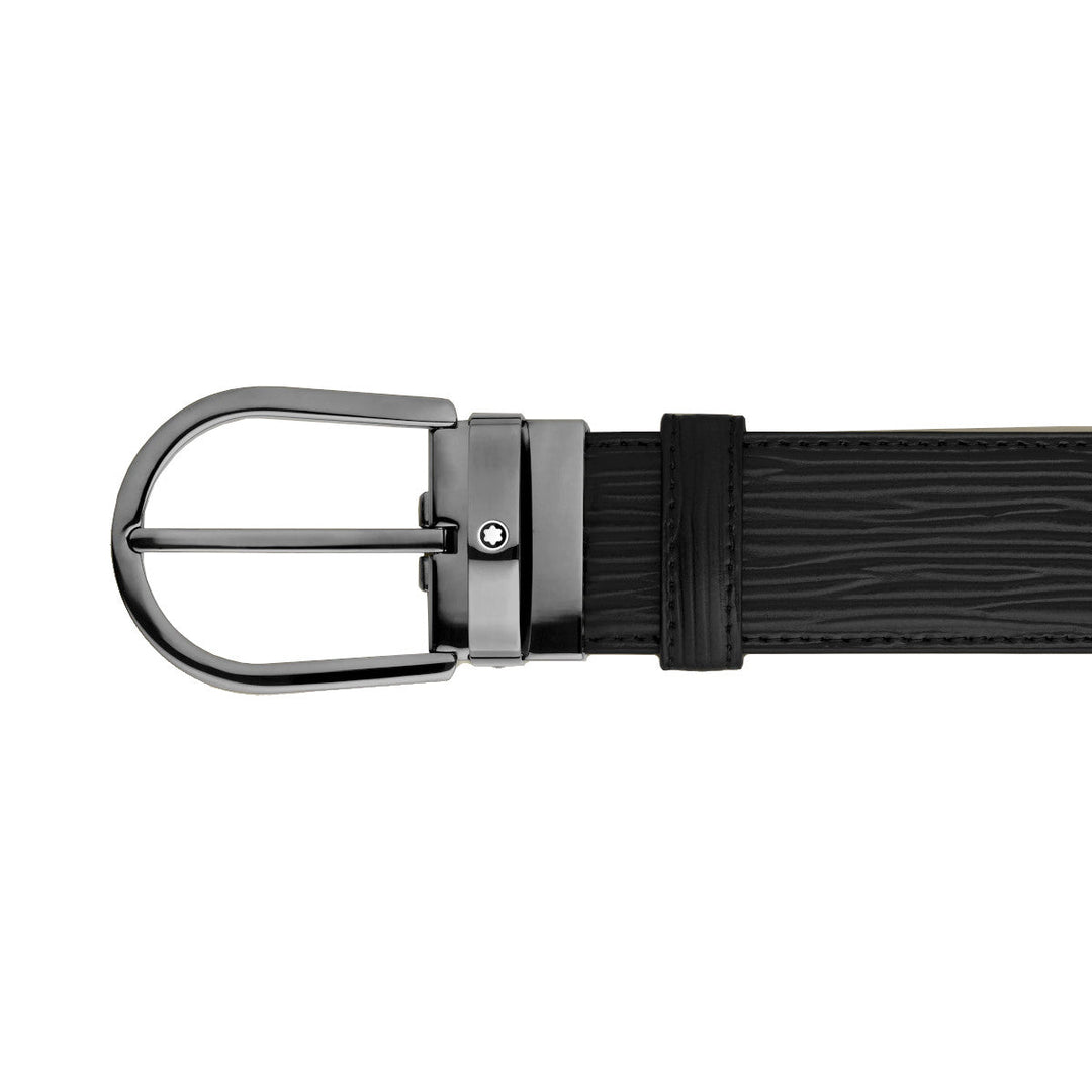 Ceinture à boucle fer à cheval de 35 mm en cuir noir
