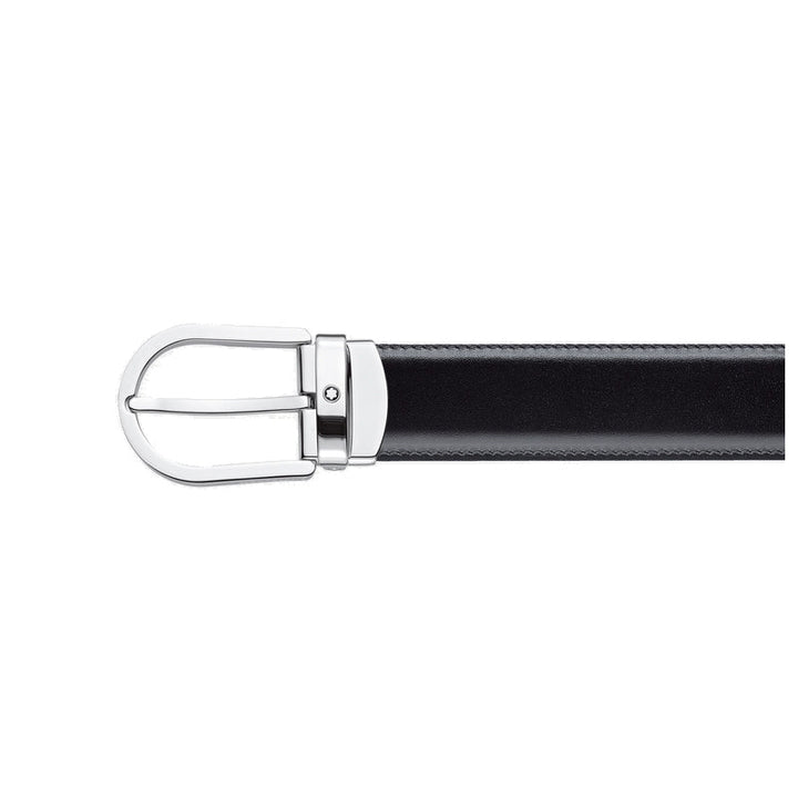 Reversible belt with 30 mm horseshoe in black/brown leather