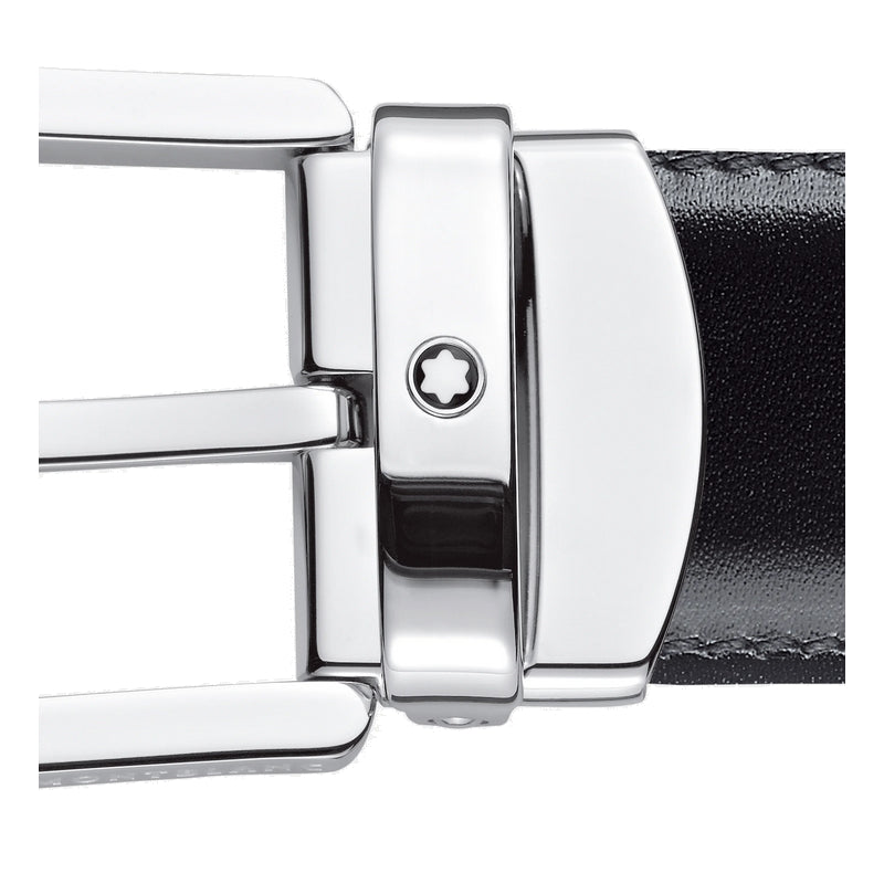 Reversible belt with 30 mm horseshoe in black/brown leather