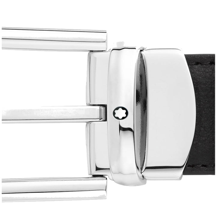 Reversible belt with 30 mm horseshoe loop in black/blue leather
