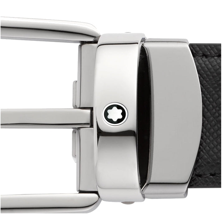 Cintura reversibile con ferro di cavallo da 30 mm in pelle nera/blu