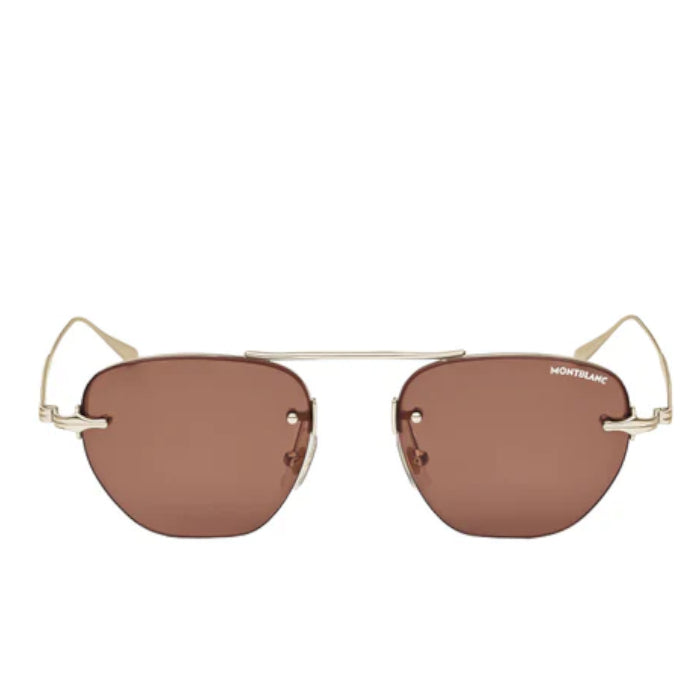 Lunettes de soleil ovales à monture métallique dorée