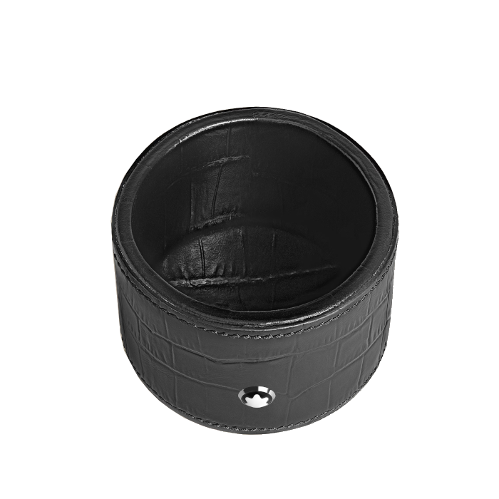 Plateau de bureau Montblanc rond moyen format en cuir embossé croco