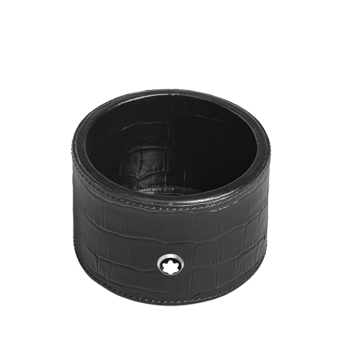 Plateau de bureau Montblanc rond moyen format en cuir embossé croco