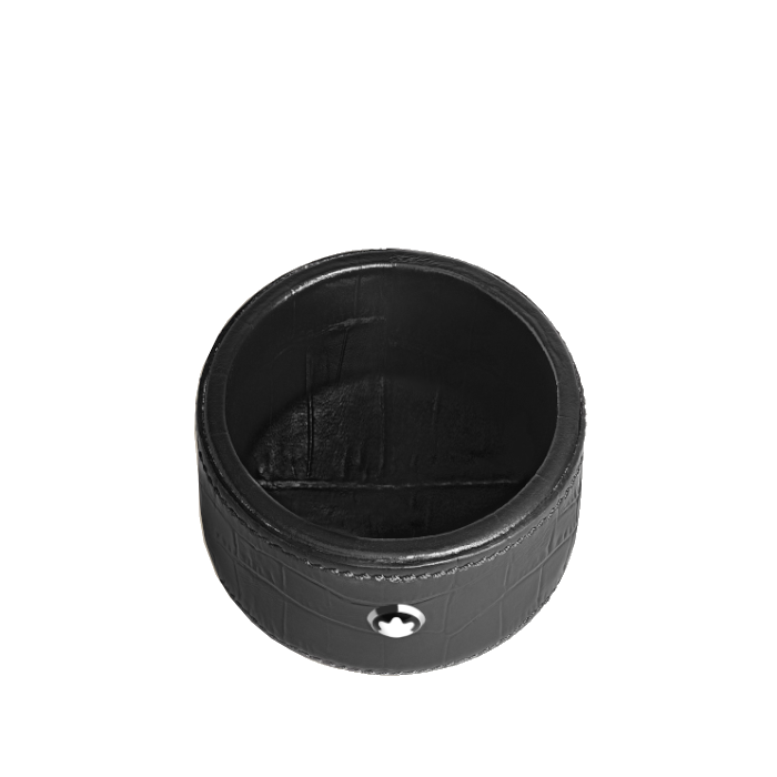 Plateau de bureau Montblanc rond petit format en cuir embossé croco