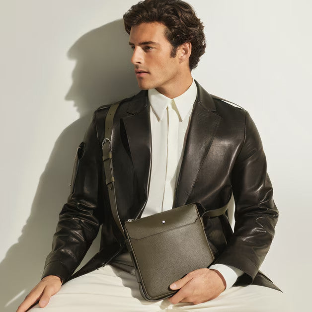 Sac bandoulière vertical en cuir Montblanc Sartorial Kaki