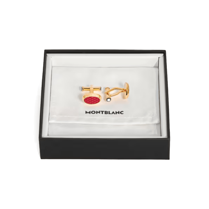 Boutons de manchetteMontblancBoutons de manchette ovales Montblanc Meisterstück avec Incrustation Géométrique en Laque