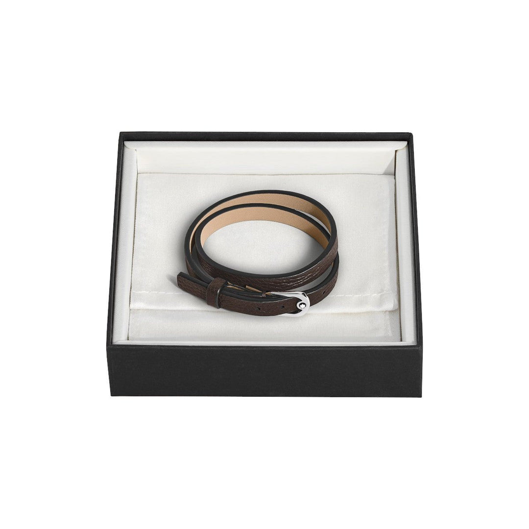 Bracelet hommeMontblancBracelet Montblanc Ajustable Horseshoe en cuir grainé Ebène