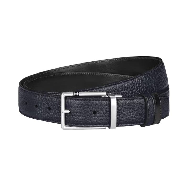 Ceinture hommeMontblancCeinture Réversible 30 mm à boucle Rectangulaire Montblanc Meisterstück en Cuir Grainé Bleu
