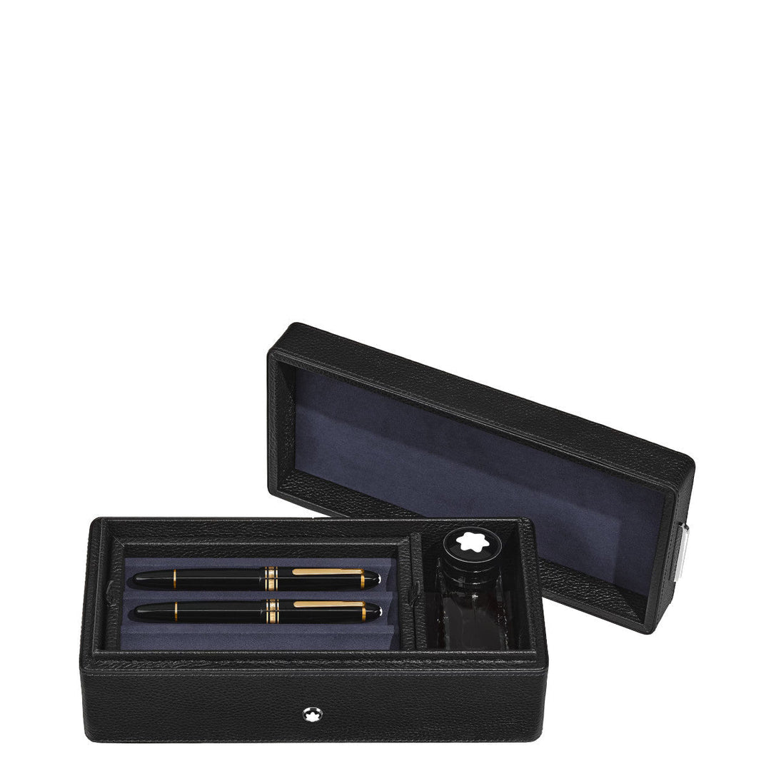Coffret pour stylosMontblancBoîte à Stylos Montblanc en Cuir Grainé Noir