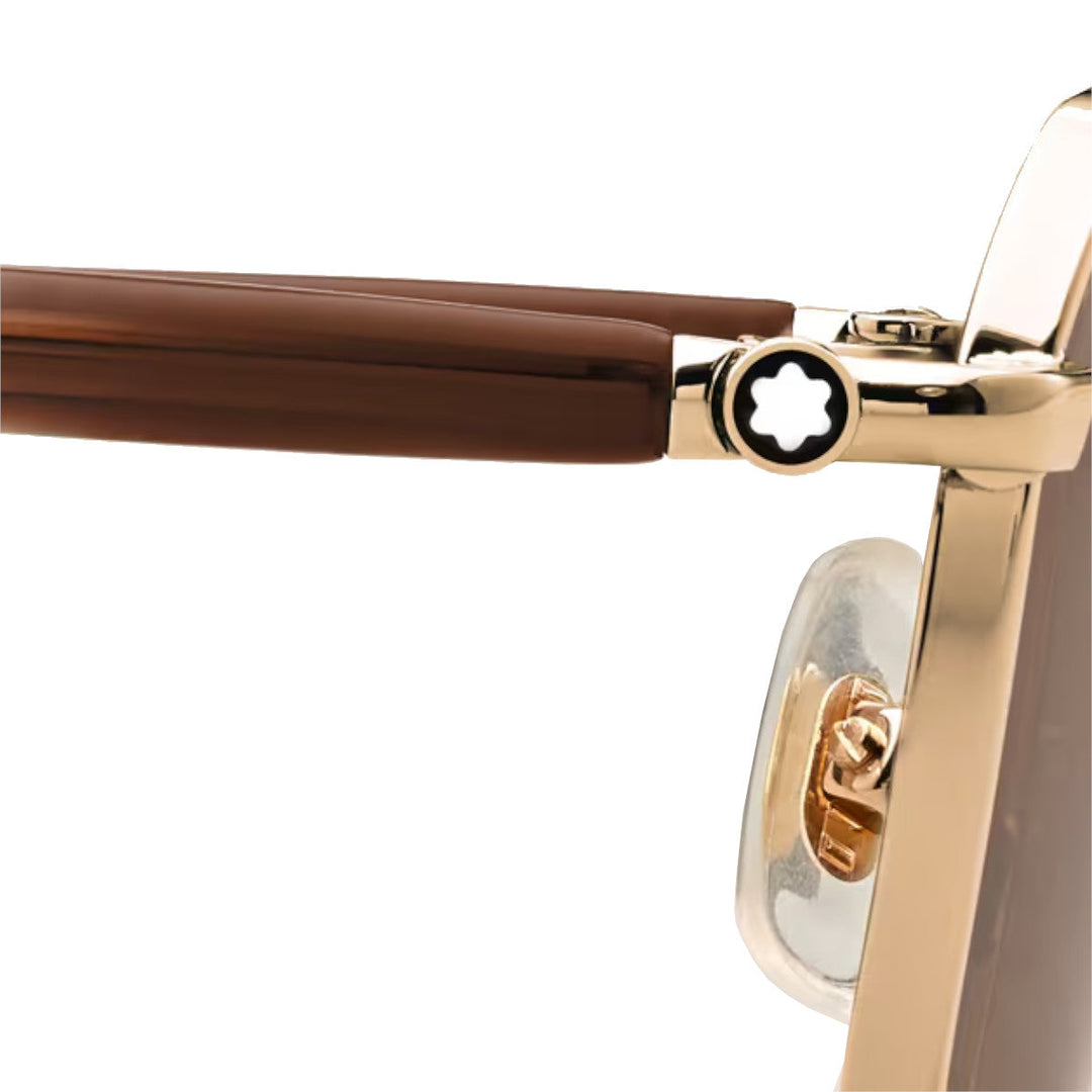 Lunettes de soleil rectangulaires à monture métallique dorée