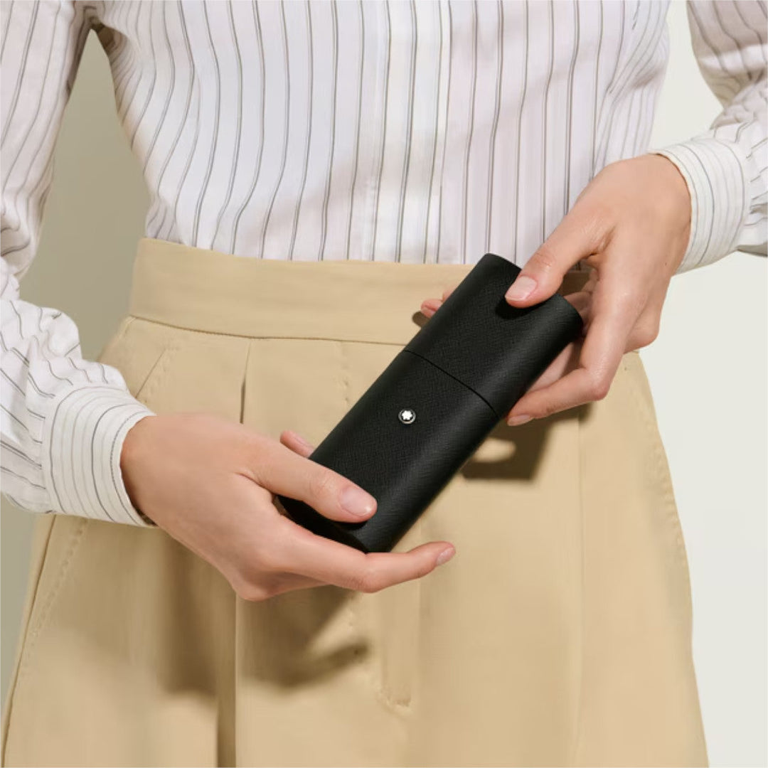 Étui pour 2 Instruments d'Écriture Montblanc en Cuir Sartorial Noir