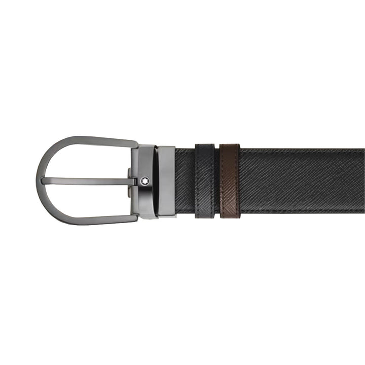 Ceinture réversible motif fer à cheval 35 mm en cuir Montblanc Sartorial ébène