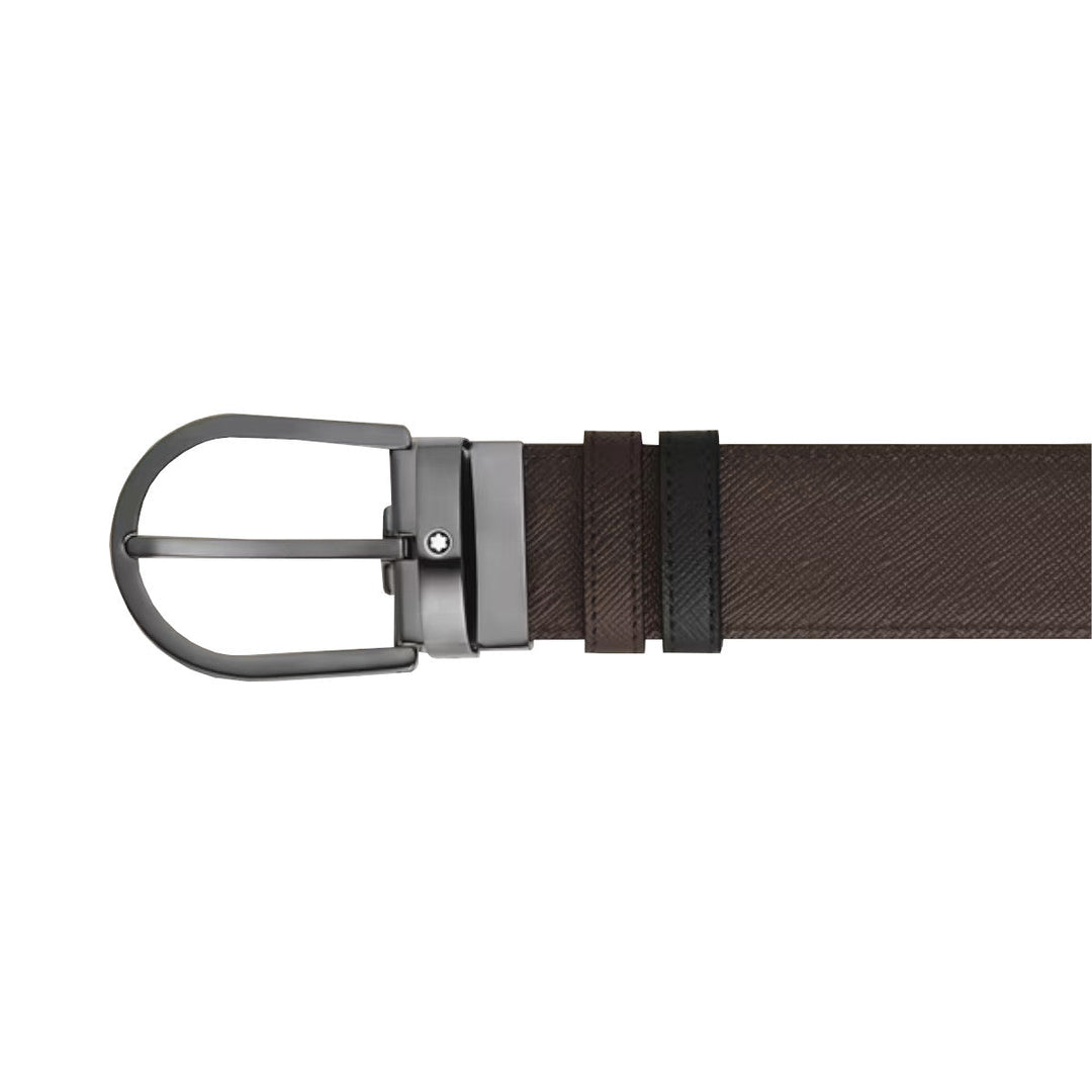 Ceinture réversible motif fer à cheval 35 mm en cuir Montblanc Sartorial ébène