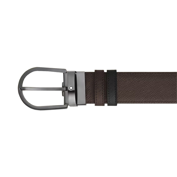 Ceinture réversible motif fer à cheval 35 mm en cuir Montblanc Sartorial ébène