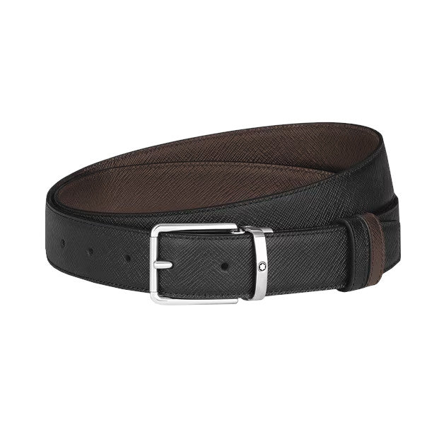 Ceinture réversible motif fer à cheval 30 mm en cuir Montblanc Sartorial ébène
