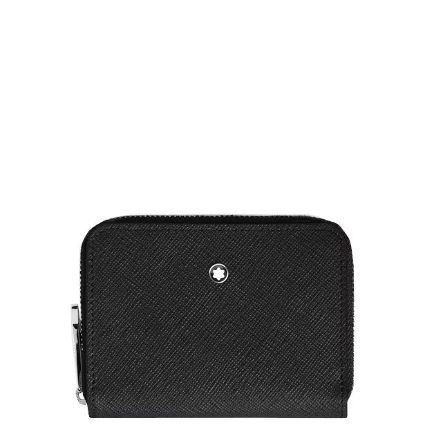 Mini Portefeuille Montblanc 2cc Zippé en Cuir Sartorial Noir
