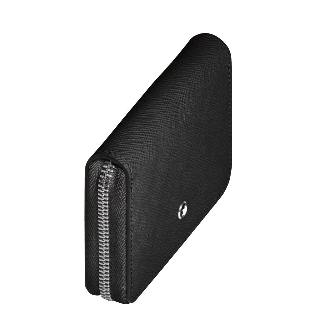 Mini Portefeuille Montblanc 2cc Zippé en Cuir Sartorial Noir