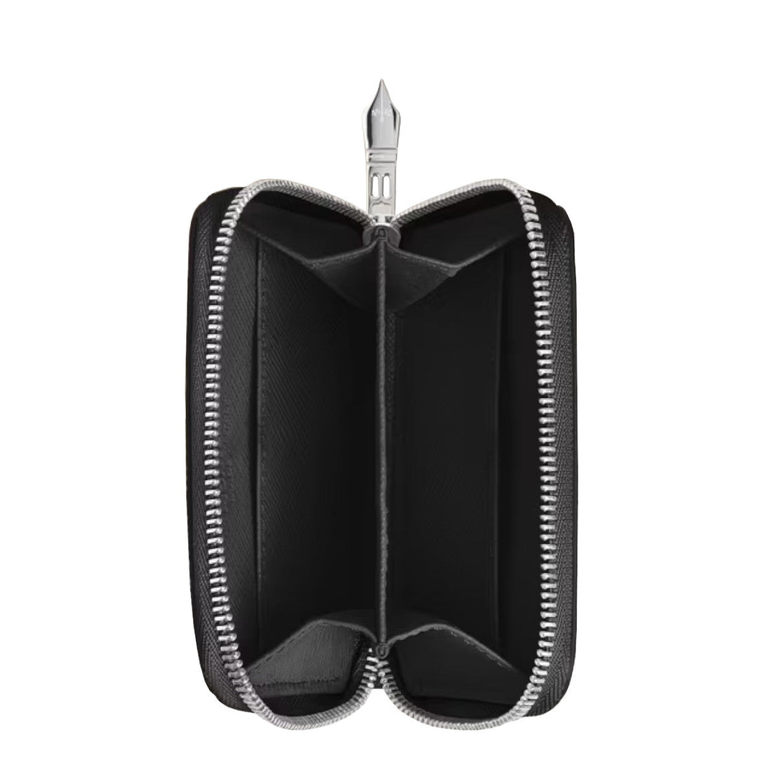 Mini Portefeuille Montblanc 2cc Zippé en Cuir Sartorial Noir
