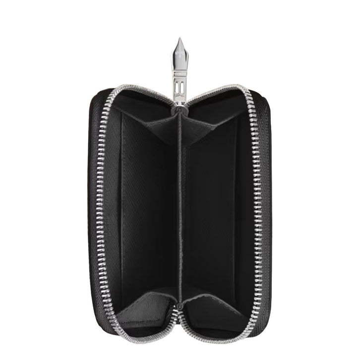 Mini Portefeuille Montblanc 2cc Zippé en Cuir Sartorial Noir