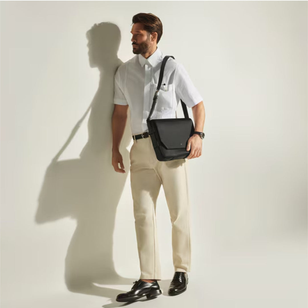 Sac Messenger Montblanc en cuir Sartorial Noir