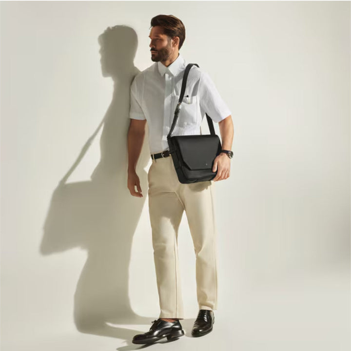 Sac Messenger Montblanc en cuir Sartorial Noir