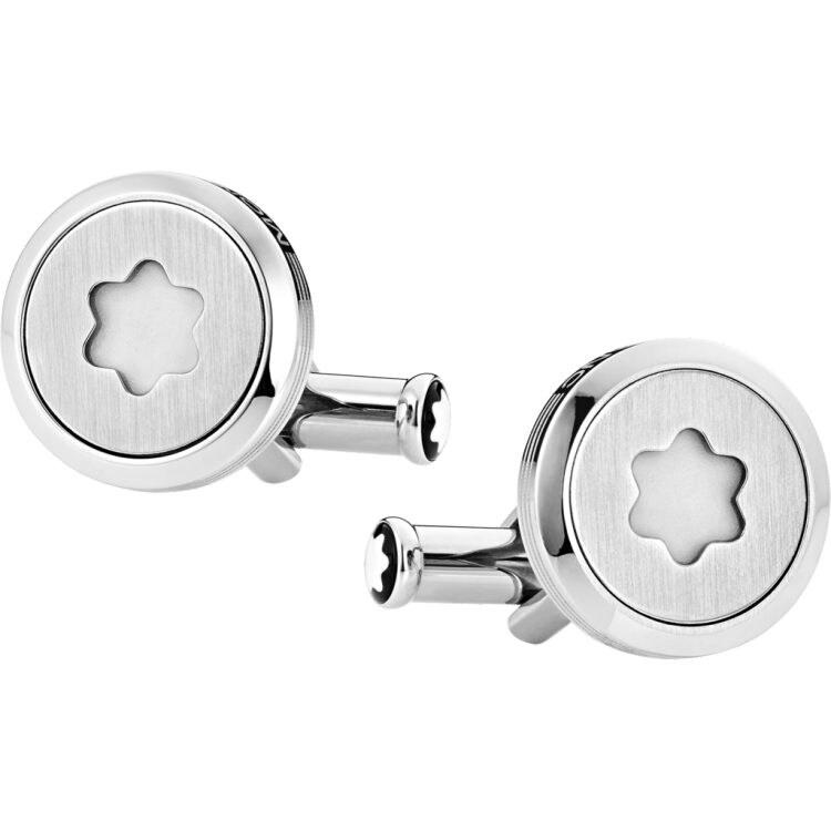 Boutons de manchette Starwalker ronds en acier inoxydable avec emblème Montblanc - Boutique-Officielle-Montblanc-Cannes