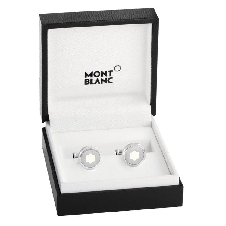 Boutons de manchette Starwalker ronds en acier inoxydable avec emblème Montblanc - Boutique-Officielle-Montblanc-Cannes