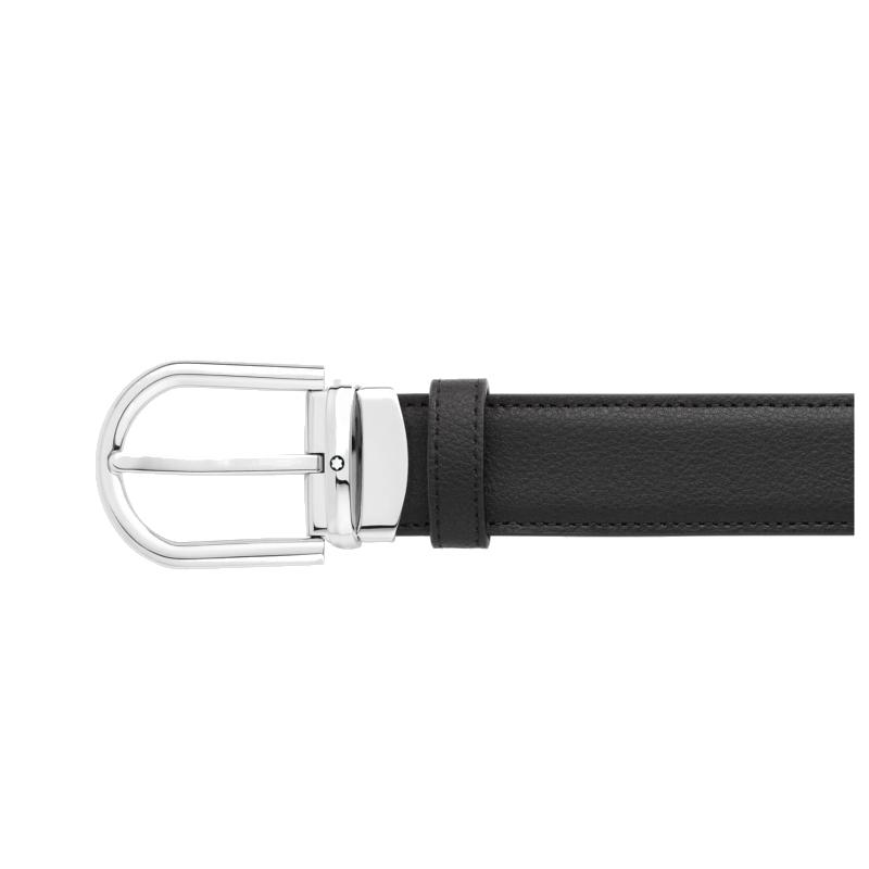 Reversible belt with 30 mm horseshoe in black/brown leather