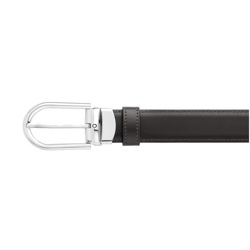 Reversible belt with 30 mm horseshoe in black/brown leather
