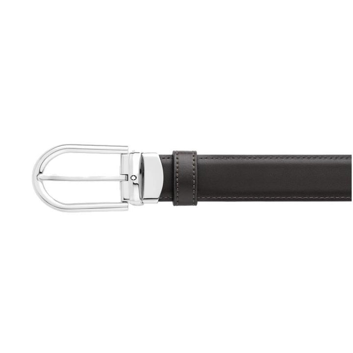 Reversible belt with 30 mm horseshoe in black/brown leather