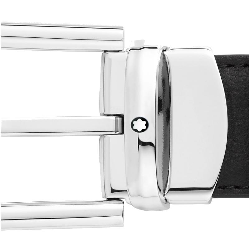 Reversible belt with 30 mm horseshoe in black/brown leather