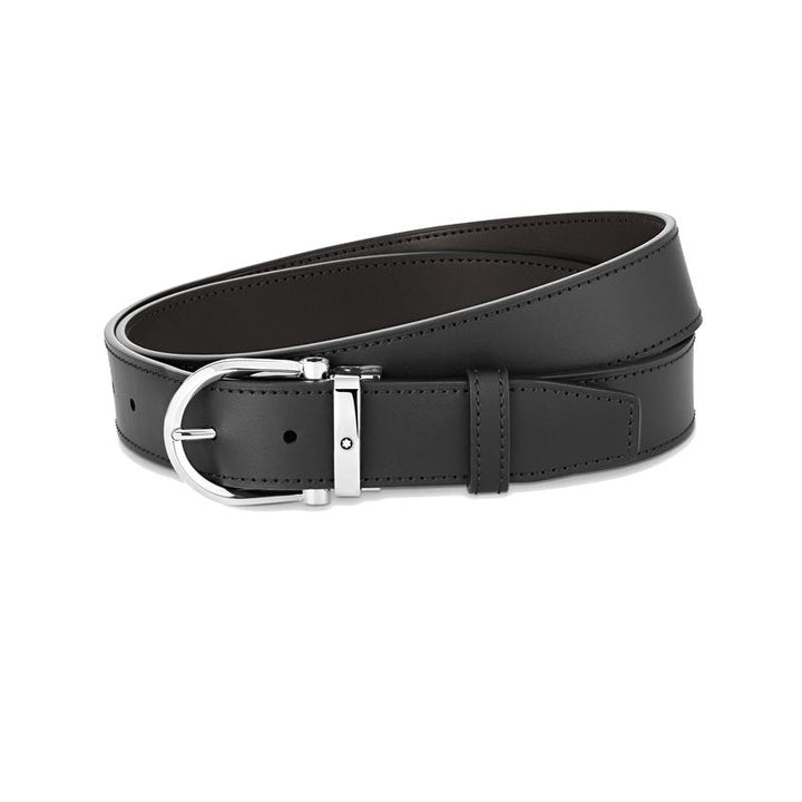 Ceinture réversible à boucle fer à cheval de 35 mm en cuir noir/marron