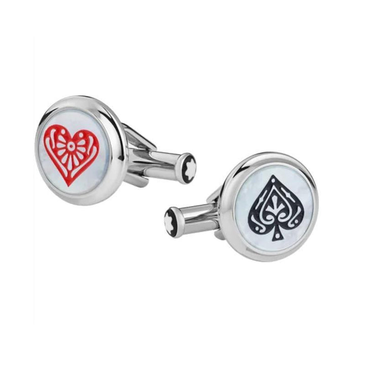 Meistestück cufflinks Tribute to the novel Le Tour du Monde in 80 days, Pique and heart