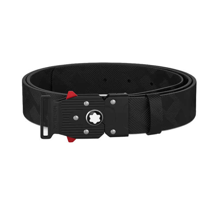 35 mm belt in black leather printed with clasp m lock 4810